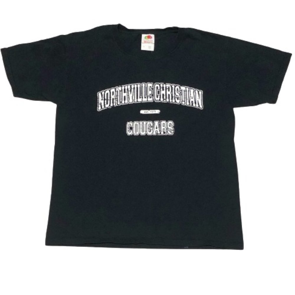 3/$15 FRUIT OF THE LOOM Boy's HD Cotton T Shirt Tee Black Youth Large (12-14)